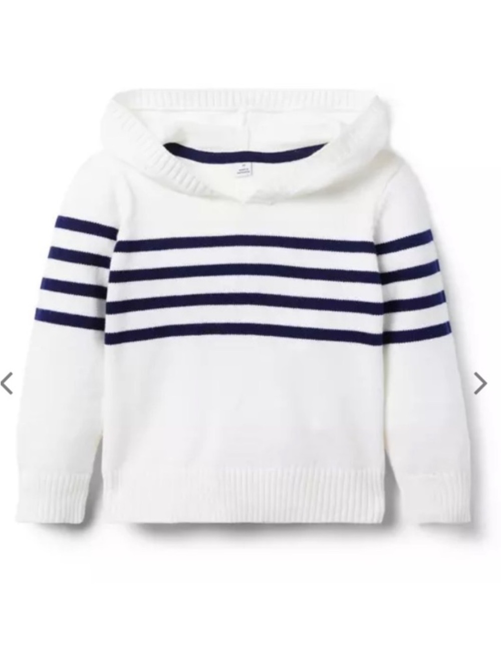 Janie and Jack White Hooded Sweater with Navy Stripes 100% cotton